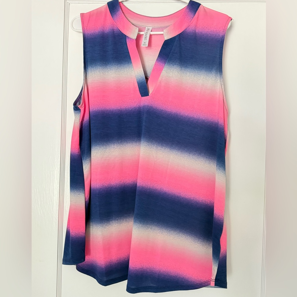 Dear Scarlett Vibrant Pink and Blue Striped Tank Top